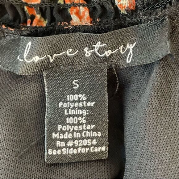 A Love Story Black Floral Roseann Mock Neck Puff Sleeve - Picture 8 of 16